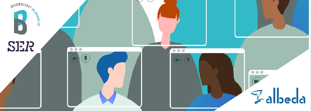 Illustratie van personen op verschillende digitale tabbladen die met elkaar in gesprek zijn