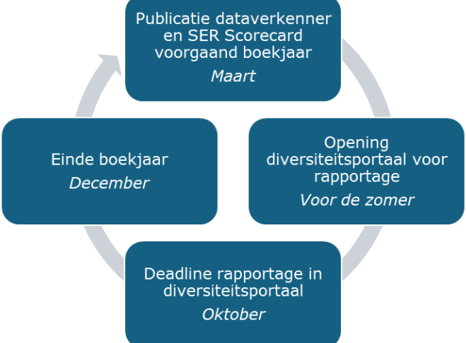 Jaarlijkse cyclus rapportage in het SER Diversiteitsportaal